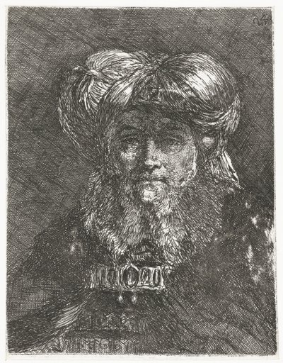 Man med stor turban Samling av huvuden (serietitel) Raccolta di Teste (serietitel) av Giovanni Domenico Tiepolo