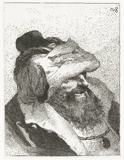 Man med uppvikt hatt Samling av huvuden (serietitel) Raccolta di Teste (serietitel) av Giovanni Domenico Tiepolo