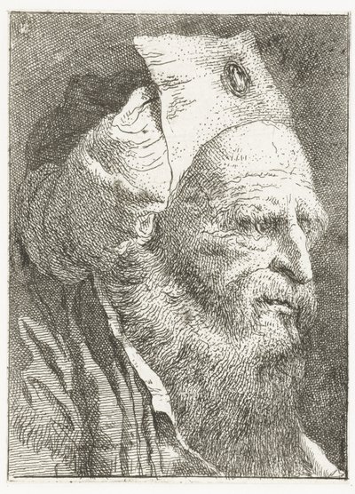 Man i den uppvikta hatten Samling av huvuden (serietitel) Raccolta di Teste (serietitel) av Giovanni Domenico Tiepolo