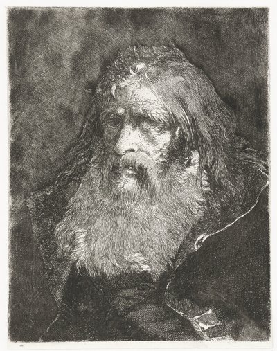 Man med långt hår och utan huvudbonader Samling av huvuden (serietitel) Raccolta di Teste (serietitel) av Giovanni Domenico Tiepolo