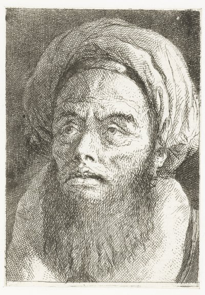 Man med turban Samling av huvuden (serietitel) Raccolta di Teste (serietitel) av Giovanni Domenico Tiepolo
