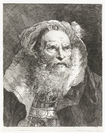 Man med turban och hög ståkrage Samling av huvuden (serietitel) Raccolta di Teste (serietitel) av Giovanni Domenico Tiepolo