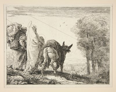 Mary Holding her Child in her Arms, från serien Idee pittoresche sopra la fuga in Egitto (Flight into Egypt) av Giovanni Domenico Tiepolo