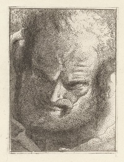 Gammal man tittar nedåt, från Raccolta di Teste (Samling av huvuden) av Giovanni Domenico Tiepolo
