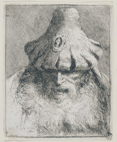 Gammal man med konisk hatt av Giovanni Domenico Tiepolo