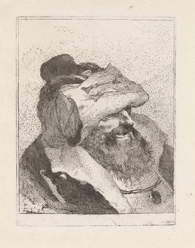 Gammal man med hatten i pannan, från Raccolta di Teste (Samling av huvuden) av Giovanni Domenico Tiepolo