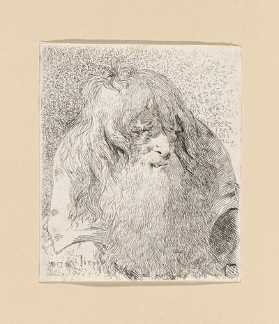 Gammal man med skägg och långt hår, från Raccolta di Teste (Samling av huvuden) av Giovanni Domenico Tiepolo