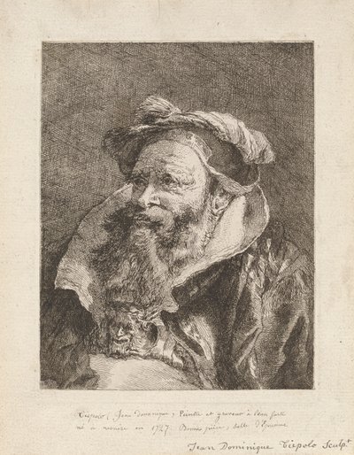 Gammal man med skägg, från Raccolta di Teste (Samling av huvuden) av Giovanni Domenico Tiepolo