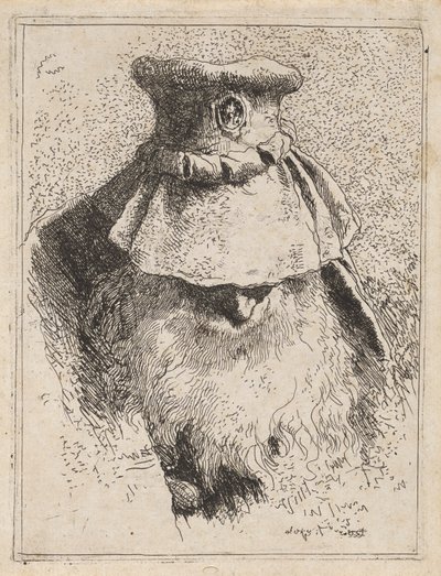 Gammal man med en stor hatt, från Raccolta di Teste (Samling av huvuden) av Giovanni Domenico Tiepolo