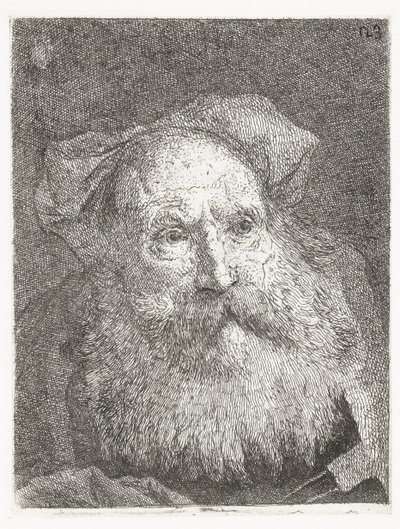 Gammal man med skägg Samling av huvuden (serietitel) Raccolta di Teste (serietitel) av Giovanni Domenico Tiepolo