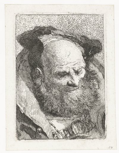 Gammal man med skägg Samling av huvuden (serietitel) Raccolta di Teste (serietitel) av Giovanni Domenico Tiepolo