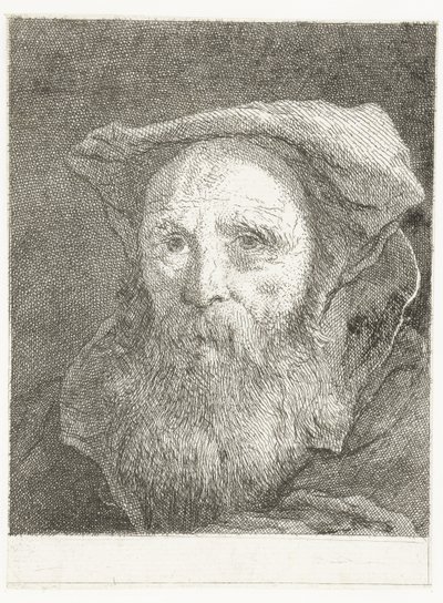 Gammal man med skägg och basker Samling av huvuden (serietitel) Raccolta di Teste (serietitel) av Giovanni Domenico Tiepolo