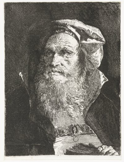 Gammal man med skägg och bok Samling av huvuden (serietitel) Raccolta di Teste (serietitel) av Giovanni Domenico Tiepolo