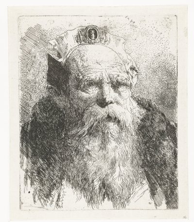 Gammal man med skägg och hatt med smycken Samling av huvuden (serietitel) Raccolta di Teste (serietitel) av Giovanni Domenico Tiepolo