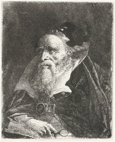Gammal man med bok och förstoringsglas Samling av huvuden (serietitel) Raccolta di Teste (serietitel) av Giovanni Domenico Tiepolo