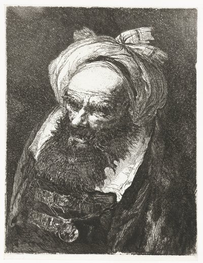 Gammal man med turban Samling av huvuden (serietitel) Raccolta di Teste (serietitel) av Giovanni Domenico Tiepolo