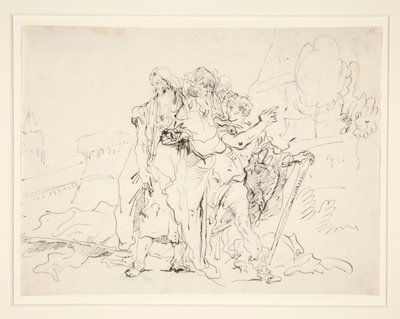 Priam och följeslagare utanför Trojas murar av Giovanni Domenico Tiepolo