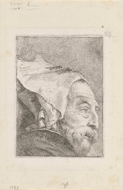Profil av en gammal man, från Raccolta di Teste (Samling av huvuden) av Giovanni Domenico Tiepolo