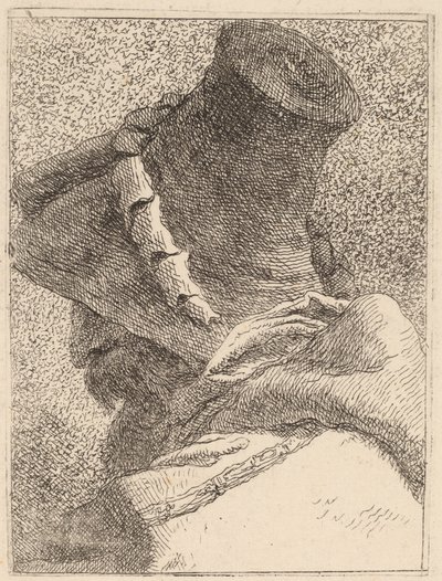 Profil av en gammal man med hatt av Giovanni Domenico Tiepolo