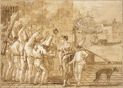 Punchinellos farväl till Venedig av Giovanni Domenico Tiepolo