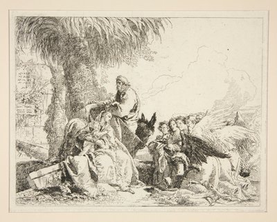 Vila under flygningen till Egypten, från serien Idee pittoresche sopra la fuga in Egitto (Flight into Egypt) av Giovanni Domenico Tiepolo