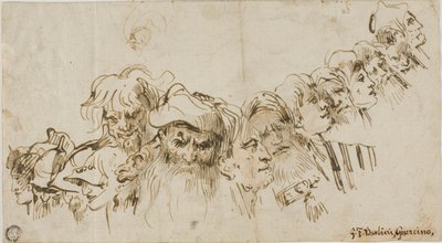 Skisser av manshuvuden (recto); drottning och page (verso) av Giovanni Domenico Tiepolo