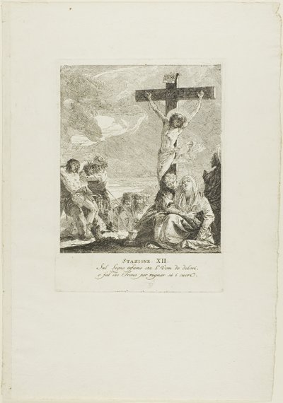 Korsfästelsen, plansch tolv från Korsvägsstationen av Giovanni Domenico Tiepolo