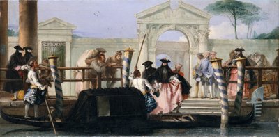 Gondolens avgång, mitten av 1760-talet. av Giovanni Domenico Tiepolo
