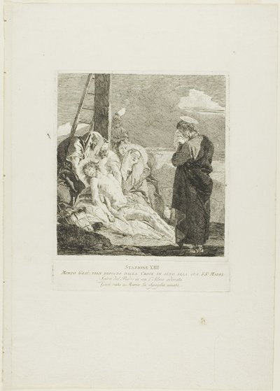Nedtagningen, plansch tretton från Korsvägsstationen av Giovanni Domenico Tiepolo