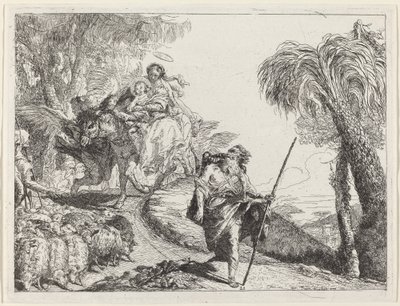 Flygningen med Joseph i förgrunden av Giovanni Domenico Tiepolo