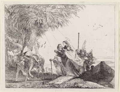 Den heliga familjen går i land av Giovanni Domenico Tiepolo