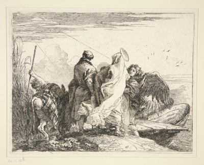 The Holy Family by a River, från serien Idee pittoresche sulla fuga in Egitto (Flight into Egypt) av Giovanni Domenico Tiepolo