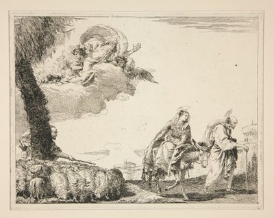 The Holy Family, från serien Picturesque Ideas Above the Flight into Egypt (Flight into Egypt) av Giovanni Domenico Tiepolo