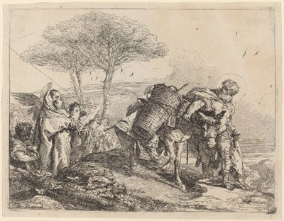 Madonnan och barnet till vänster, med en fil av änglar av Giovanni Domenico Tiepolo