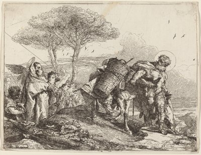 Madonnan och barnet till vänster, med en fil av änglar av Giovanni Domenico Tiepolo