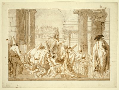 Bröllopet med Punchinellos far av Giovanni Domenico Tiepolo