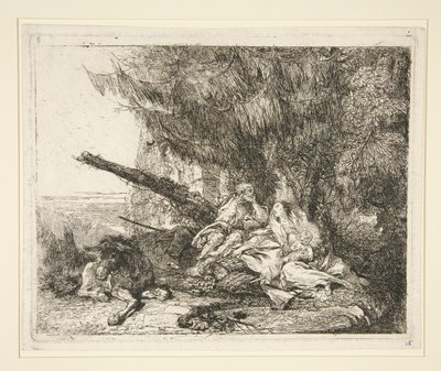 The Rest on the Flight into Egypt, från serien Idee pittoresche sopra la fuga in Egitto (Flight into Egypt) av Giovanni Domenico Tiepolo