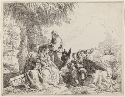 Resten på flyget, med Adoring Angels av Giovanni Domenico Tiepolo