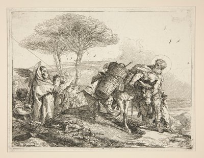 The Virgin, Holding the Child, från serien Idee pittoresche sopra la fuga in Egitto (Flight into Egypt) av Giovanni Domenico Tiepolo