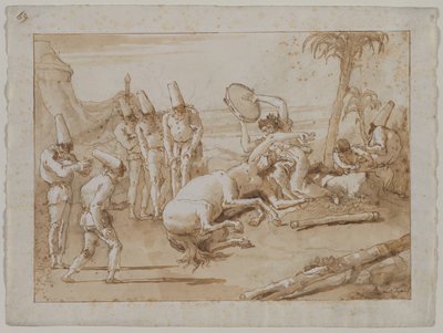 Kvinnan med en tamburin av Giovanni Domenico Tiepolo