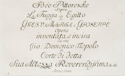 Titelsida till Flykten till Egypten av Giovanni Domenico Tiepolo