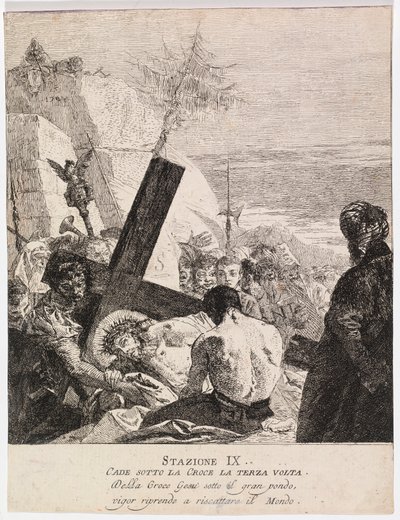 Via crucis - Station IX. Jesus faller för tredje gången av Giovanni Domenico Tiepolo