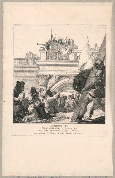 Via crucis - Station I, Jesus dömd till döden av Giovanni Domenico Tiepolo
