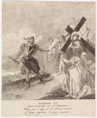 Via crucis - Station VI. Veronica torkar Jesu ansikte av Giovanni Domenico Tiepolo