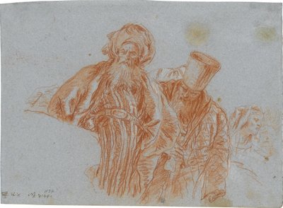 Två orientaliska köpmän; verso: Vänster hand som håller ett krucifix av Giovanni Domenico Tiepolo