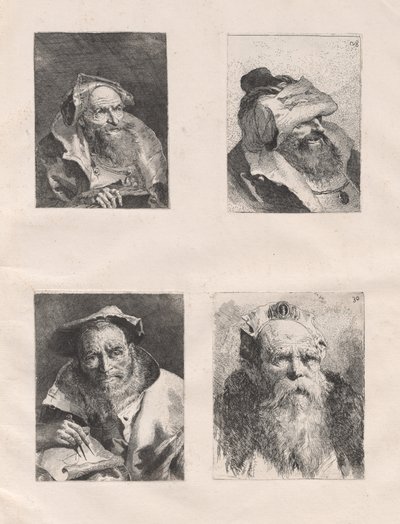 Samling av huvuden (del I och II) av Giovanni Domenico Tiepolo, after Giovanni Battista Tiepolo