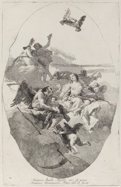 Venus anförtror Amor till tiden av Giovanni Domenico Tiepolo after Giovanni Battista Tiepolo