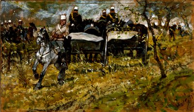 Artillerimanöver. Målning av Giovanni Fattori (1825-1908) av Giovanni Fattori