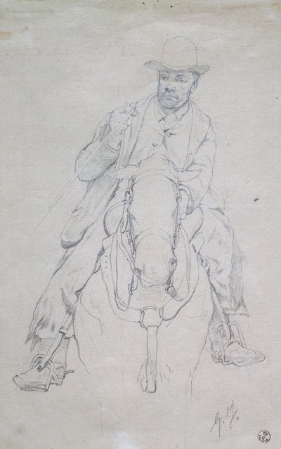 Buttero till häst (toskansk cowboy) av Giovanni Fattori