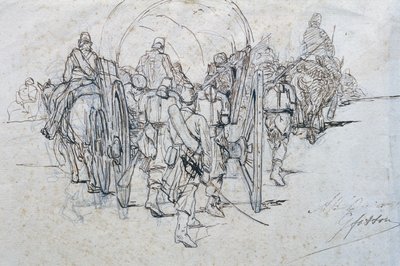 Konvoj av förnödenheter på marsch av Giovanni Fattori